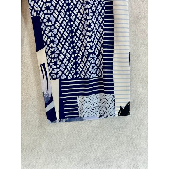 Natori Kabuki PJ Set Large Floral Short Sleeve Draw String Bottoms Blue White - Picture 11 of 14